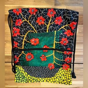 Yayoi Kusama style Vibrant Floral Drawstring Backpack NEW
